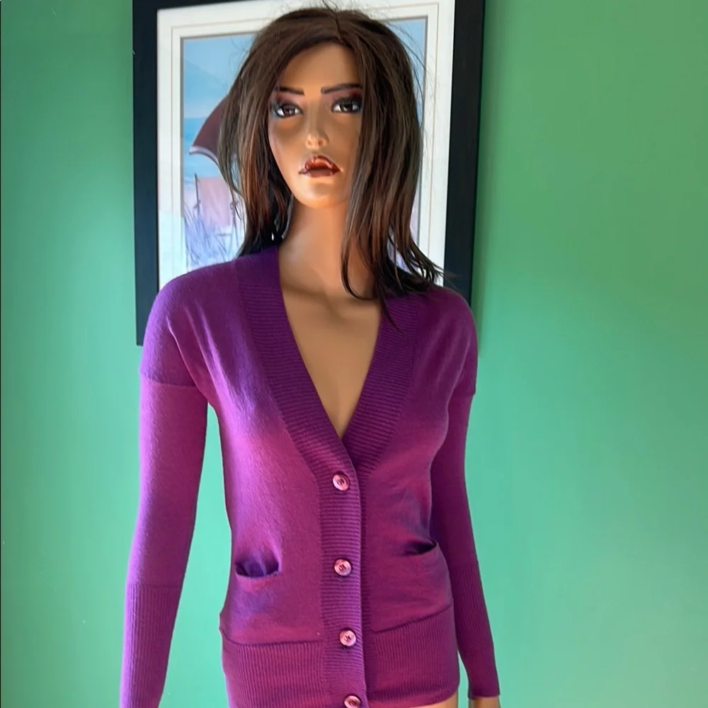 🟪🟪EUC LOFT Purple V-Neck Cardigan with Tiny Hip Pockets🟪🟪